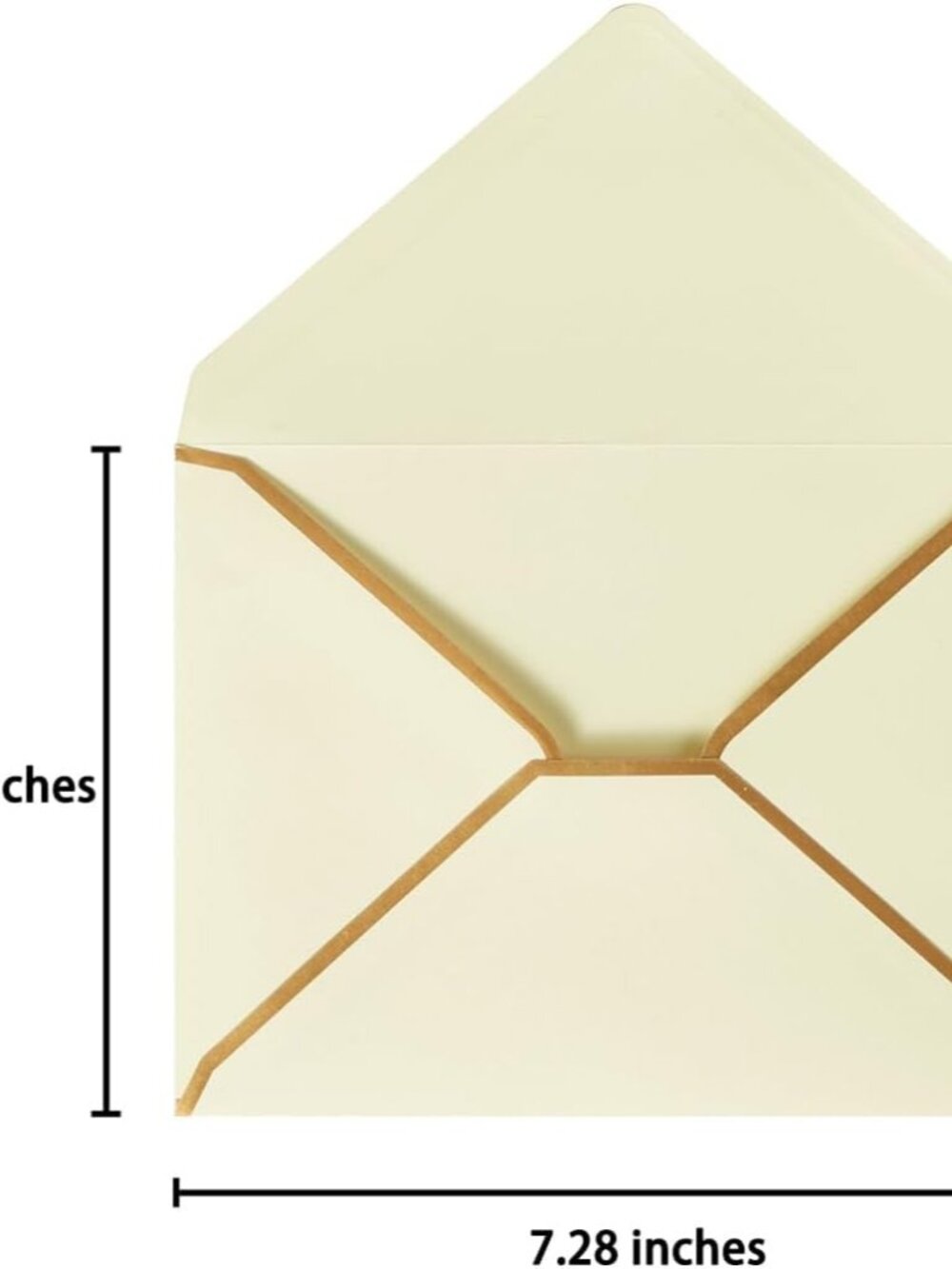 100 Pack A7 Envelopes 5x7 Cream Color Gold Border 5.32x7.28 Inches - Picture 2 of 7